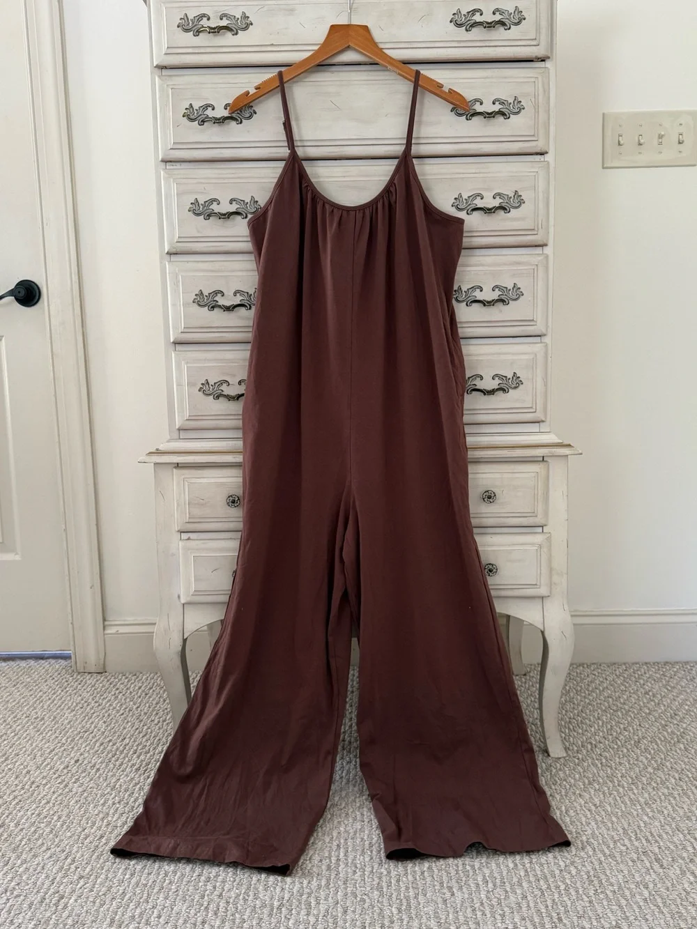 Brown Cotton Relaxed Pocketed Jumpsuit - Picture 2 of 5